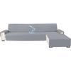 YSTELLAA 100% Impermeabile Copridivano 3 Posti Con Penisola(L 255 CM), Copridivano Angolare Destra/Sinistra Universale Reversibile, Fodere Divano Forma L Antigraffio, Grigio Chiaro
