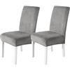 CYCMACO Velluto Coprisedie Con Schienale 2 Pezzi, Coprisedia Cucina Elasticizzato, Universale Copri Sedie Soggiorno, Fodera Sedia Con Schienale Alto, Chair Cover, Grigio Chiaro