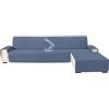 YSTELLAA 100% Impermeabile Copridivano 3 Posti Con Penisola(L 255 CM), Copridivano Angolare Destra/Sinistra Universale Reversibile, Fodere Divano Forma L Antigraffio, Blu Grigio
