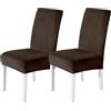 CYCMACO Velluto Coprisedie con Schienale 2 Pezzi, Coprisedia Cucina Elasticizzato, Universale Copri Sedie Soggiorno, Fodera Sedia con Schienale Alto, Chair Cover, caffè
