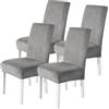 CYCMACO Velluto Coprisedie Con Schienale 4 Pezzi, Coprisedia Cucina Elasticizzato, Universale Copri Sedie Soggiorno, Fodera Sedia Con Schienale Alto, Chair Cover, Grigio Chiaro