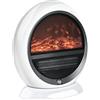 HOMCOM Camino Elettrico con Effetto Fiamma Ruotabile e Portatile, Potenza 1500W, Copertura 10-15m², 30.5x18x35cm, Bianco