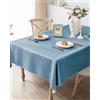 HW CASA Tovaglia Antimacchia 140x240 in Finto Lino Spalmato Doppio Strato,100% Impermeabile Tovaglia Plastificata Rettangolare,8 Posti Tovaglia Antimacchia,Adatto per Sala da Pranzo, Soggiorno,Blu