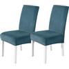 CYCMACO Velluto Coprisedie con Schienale 2 Pezzi, Coprisedia Cucina Elasticizzato, Universale Copri Sedie Soggiorno, Fodera Sedia con Schienale Alto, Chair Cover, Blu Pavone