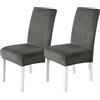 CYCMACO Velluto Coprisedie Con Schienale 2 Pezzi, Coprisedia Cucina Elasticizzato, Universale Copri Sedie Soggiorno, Fodera Sedia Con Schienale Alto, Chair Cover, Grigio Scuro