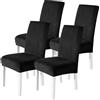CYCMACO Velluto Coprisedie Con Schienale 4 Pezzi, Coprisedia Cucina Elasticizzato, Universale Copri Sedie Soggiorno, Fodera Sedia Con Schienale Alto, Chair Cover, Nero