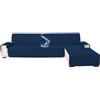 YSTELLAA 100% Impermeabile Copridivano 3 Posti Con Penisola(L 255 CM), Copridivano Angolare Destra/Sinistra Universale Reversibile, Fodere Divano Forma L Antigraffio, Blu Berlino