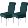 CYCMACO Velluto Coprisedie Con Schienale 2 Pezzi, Coprisedia Cucina Elasticizzato, Universale Copri Sedie Soggiorno, Fodera Sedia Con Schienale Alto, Chair Cover, Verde Scuro
