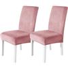 CYCMACO Velluto Coprisedie Con Schienale 2 Pezzi, Coprisedia Cucina Elasticizzato, Universale Copri Sedie Soggiorno, Fodera Sedia Con Schienale Alto, Chair Cover, Rosa