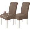 Ystyle Coprisedie Con Schienale 2 Pezzi, Elasticizzato Copri Sedie Soggiorno Cucina, Copri Sedia Universali Sala Da Pranzo, Moderno Coprisedia Lavabile Estraibile, Caffè Chiaro