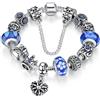 ATE A TE® Bracciale Charms "Fiore" Vetro beads queen Catena Sicurezza Regalo Donna #JW-B110 (Blu)