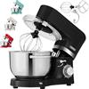 Arebos Impastatrice Robot da Cucina 1500W | Nero | Con 2 ciotole di miscelazione 4,5L + 5,5L | Multifunzione Impastatore Planetario con Ganci, Frullare | 6 Velocità con Impulso Regolabile