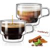 glastal 120ml Impilabile Tazza da Caffè in Doppio Vetro Tazzine Caffe Vetro Set di 2 Bicchieri Espresso Doppia Parete con Manico per Tè, Latte, Regalo di Compleanno per un Amico dei Genitori