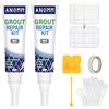 ANOMM Stucco per Piastrellen, 2x120ml Riparazione Fughe Piastrelle, Tubetto Riempitivo Ripara e Rinnova, Malta per Piastrelle, per Bagno, Doccia e Cucina, Ripristina e Rinnova Fughe Piastrelle, Grigio