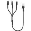 RAVIAD Multi Cavo di Ricarica Corto [50CM], 3 in 1 Multiplo Cavetto con Micro USB Tipo C Lightning interfaccia Cavo Caricatore Multiplo per iPhone, Samsung Galaxy, Kindle, OnePlus- Nero