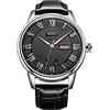 BUREI Orologio da polso uomo Classico Semplice Casuale Analogico Orologio al quarzo Giorno e data cinturino in vitello Quadrante (Nero+Nero)