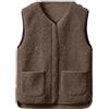 Yutdeng Gilet in Pile da Donna Senza Maniche con Zip Termico Gilet in Peluche Invernale Caldo Giacca con Tasca Tinta Unita Morbidi Teddy Vest con Scollo a V Casual Giacche Leggero Cappotto,Beige,S