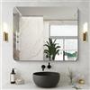 NIMURY Specchio da parete rettangolare - 90 x 75 cm - Senza cornice - Angoli arrotondati - Specchio rettangolare per bagno, camera da letto, soggiorno - Da appendere orizzontalmente o verticalmente