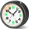 Juboos Sveglia da Comodino Piccola con Luce Notturna,Orologio Analogico Silenzioso,Sveglia da Viaggio con Allarme Graduale, per Camera, Ufficio (Nero)