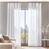 Deconovo Tende Trasparenti per Interni Moderne con Anelli - Set di 2 Pannelli in Voile Morbido per Camera da Letto e Soggiorno,140x275 cm,Bianco