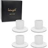 heimzeit Portacandele in Metallo per Candele a Stelo Ø25 mm e Candele da Tavolo [4 Pezzi, Rotondo], Colore: Bianco, Design Elegante, Candelabro per una Raffinata Decorazione Della Stanza