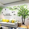 guangmu Albero Adesivo da Parete, Alberi e Uccelli 3D Adesivi Murali Arts Wall Sticker Decorativi per TV Par, Camera da Letto, Ufficio(Verde Destra,L-300 * 150cm)