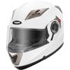 YEMA Casco Modulare Moto Integrale Scooter - YEMA E13-0510253-WM Caschi Modulari Motorino Integrali ECE Omologato Donna Uomo con Doppia Visiera Parasole, Bianco, M