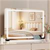MAMIZO Specchio trucco con luci 50 x40 cm, Specchio da toeletta, con USB e Type-C, touchscreen, 3 temperature di colore, lente d'ingrandimento 10x, Specchio da parete, Specchio da tavolo