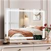 MAMIZO Specchio trucco con luci 58x46cm, Specchio da toeletta, con USB e Type-C, touchscreen, 3 temperature di colore, lente d'ingrandimento 10x, Specchio da parete, Specchio da tavolo