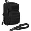 Huntvp Borsa Molle Tattico Sacchetto Porta Cellulare Borsello Uomo Borsetta a Tracolla Militare Marsupio Sportivo per Ciclismo Viaggio Campeggio Escursionismo Porta Smartphone Chiave Denaro, nero