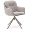 La Forma Sedia girevole Lexa di ciniglia beige e gambe in acciaio con finitura beige