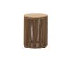 La Forma Tavolino Dandara in acciaio, corda beige e legno massiccio di acacia Ø40 cm FSC 100%