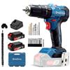 Dong Cheng DongCheng trapano percussione a batteria 20V 50 Nm, trapano avvitatore batteria con 2 Batteries 2,0Ah, motore brushless, 20+1+1 Coppie, 2 velocità, mandrino 13 mm,19 Accessori