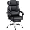 HOMCOM Sedia da Ufficio Ergonomica con Poggiapiedi e Supporto Lombare, in Pelle PU, Poltrona Direzionale Reclinabile 135° con Schienale Alto, Altezza e Poggiatesta Regolabile, Rotelle Girevole, Nero