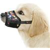 HEELE Museruola per Cane, Museruola Cane Piccola Taglia, in Morbido Nylon con Motivo Stampato, Antiabbaio e Antimorso, Regolabile, Fiori-Nero, S
