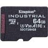 Kingston Industrial microSD -64GB microSDHC Industrial C10 A1 pSLC - Scheda singola senza adattatorer - SDCIT2/64GBSP