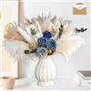 Tel Charme * 100 pezzi erba della pampa con vaso, Fleurs artificielles Dans Un Vaso, Pampas Marron, Centre de Table à Manger, Chambre, Anniversaires, Décoration de Maison (blu)