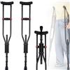 HEYOUTH Stampelle Ascellari 1 Paio (2 Pezzi)-Altezza Regolabile 108-160cm 20 Livelli,con Ammortizzatore,Piegevole,Lega di Alluminio e Cuscinetti in Gomma per 150kg Carico,per Anziani o Post-Intervento (Nero)
