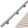 OUUTMEE - Corrimano in acciaio inox per scale da 150 cm, corrimano a parete con supporti, rotondo Ø 42 mm, corrimano interno ed esterno per soppalco, veranda, garage, terrazza