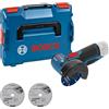 Bosch Professional 0 601 9F2 003 Smerigliatrice Angolare GWS 12V-76 System, 3 Mole da Taglio, Diametro 76 mm, Batterie e Caricabatteria Non Inclusi,Schwarz, Blau, Rot