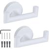 Segus Gancio Accappatoio Doccia, 2 Pezzi Ganci Accappatoio Bagno con Viti, Ganci Appendiabiti da Parete, 304 Acciaio Inox, Gancio da Muro per Bagno Accessori (Bianco)
