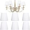 Jwthee Set di 6 Paralumi Bianchi Rotondi in Ferro e Tessuto, Foglia, Vintage, Clip-on, Pieghevoli per Lampadari, Lampade da Terra, da Tavolo e da Parete