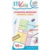ETIKIDS ADHESIVO COLORI: ORIGINAL - 40 etichette adesive laminate personalizzabili per oggetti di diversi colori