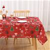 Hapterouse Tovaglie Natalizie Tovaglia Antimacchia Coperta da tavolo Tovaglia Rossa resistente all'acqua extra grande rettangolare per Natale, 132 x 275 cm