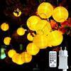 Bigzom Lanterna LED lucine esterne con timer, 5m 20 lucine lampion bianco caldo 8 modalità con telecomando e presa, per lanterne led da interno per Natale terrazza balcone decorazione giardino