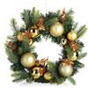 COM-FOUR® Ghirlanda natalizia per porta - Ghirlanda dell'Avvento con palline e rami di albero di Natale - Ghirlanda decorativa Ø circa 30 cm - Decorazione natalizia (oro/bronzo - palline/rami)