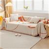 VanderHOME Copridivano Asciugamano da divano Decorativo Universale Tutte le stagioni Tessuta Nappe Cuscino divano Astratto Geometria Linea Multifunzione Morbido Coperte per Divano 180*180cm Arancione