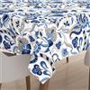 Encasa XO Tovaglia stampata in poliestere, coperchio del tavolo in twill, acqua replica, lunghezza 140x180 cm per 4 to 6 Seater tavolo da pranzo rettangolare Lavabile in lavatrice - Chintz blu