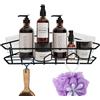 VirtuGro Mensola Doccia Senza Foratura Porta Shampoo Doccia Senza Forare Mensola Bagno Adesiva Organizer Doccia Mensole Angolare per Cucine e Bagni per Asciugamani e Portasapone Nero