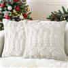 Lonya 2 Pezzi Cuscini Natalizi per Divano 45x45cm Lana Corta Velluto Copri Morbido Decorativo 3D Ricamo Camera da Letto Federe Albero di Natale e alce-Beige-E